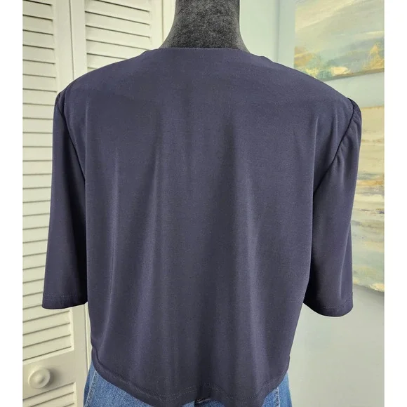 VTG R&M Richards Navy Blue Shrug Jacket Size 12 Stretch Knit Y2K - Picture 4 of 7